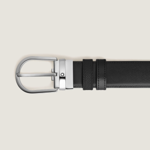 Cinto Montblanc Horseshoe Buckle Black /Black 35mm Reversible Leather