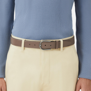 Cinto Montblanc Horseshoe buckle Saffiano printed mastic/black 35mm reversible leather belt