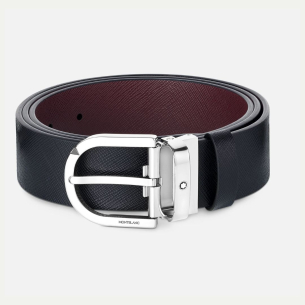 Cinto Montblanc de cem Ouro estampado preto/mosto