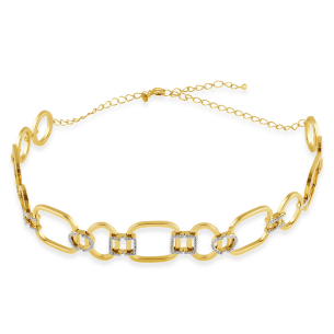 Gargantilha Choker em Ouro Amarelo 18K com Diamantes  
