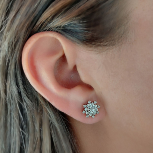 Brinco Chuveiro com Diamantes em Ouro Branco 18K