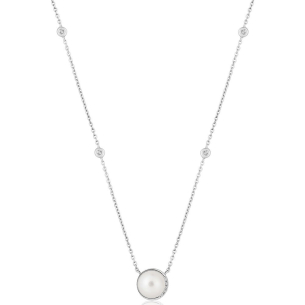 Gargantilha em Ouro Branco 18K  com Pérola e 0,75 ct de Diamantes