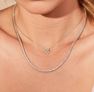 Colar Riviera em Ouro Branco 18K com Diamantes 