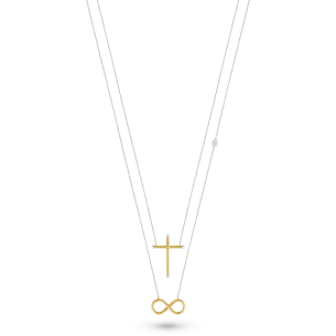 Escapulário em Ouro Branco 18K e Ouro Amarelo 18K com Diamantes