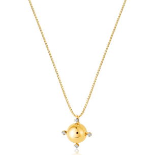 Gargantilha Bola com Diamantes em Ouro Amarelo 18K
