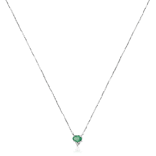 Gargantilha em Ouro Branco 18K com Esmeral e Diamantes  