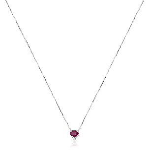 Gargantilha em Ouro Branco 18K com Rubi e Diamantes  