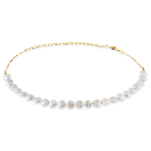 Gargantilha choker em Ouro Amarelo 18K com Pérolas e 0,03ct de Diamantes 