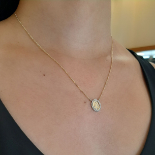 Gargantilha Nossa Senhora das Graças em Ouro Amarelo 18K