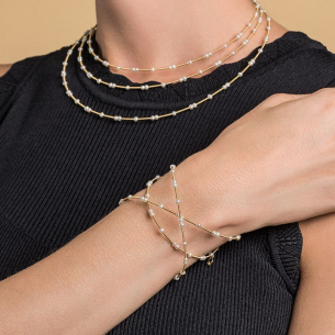 Gargantilha fios em Ouro Amarelo 18K com Pérolas 