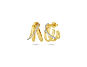 Brinco Argola em Ouro Amarelo 18K com Diamantes  