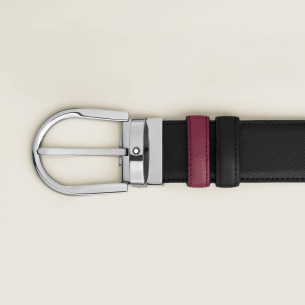 Cinto Montblanc Horseshoe buckle black/cassis 35mm reversible leather
