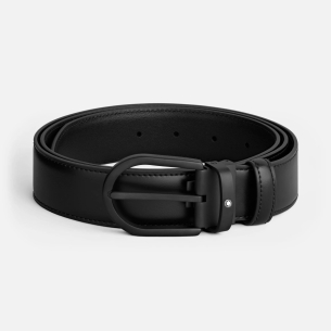 Cinto Montblanc Horseshoe buckle black 35mm leather