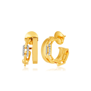 Brinco Argola em Ouro Amarelo 18K com Diamantes  