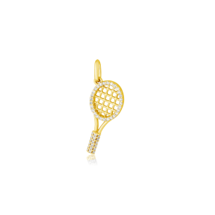 Pingente Raquete Beach Tennis com Diamantes em Ouro Amarelo 18K