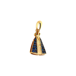 Pingente Nossa Senhora com Safira Azul em Ouro Amarelo 18K