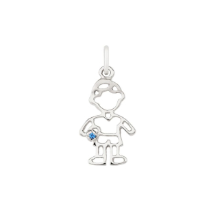 Pingente Ouro Branco 18K menino com Safira azul