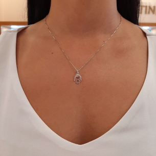 Pingente Ouro Branco 18K menina com Diamantes 