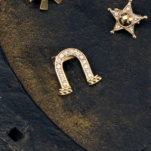 Clips Ferradura em Ouro Amarelo 18K com Diamantes