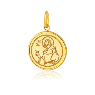 Pingente São Francisco de Assis em Ouro Amarelo 18K
