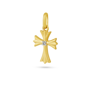 Pingente Cruz com Diamantes em Ouro Amarelo 18K