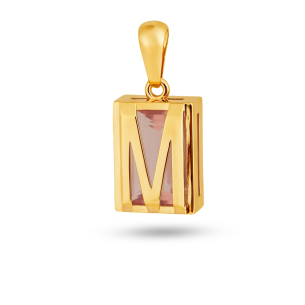 Pingente com Quartzo Rosa em Ouro Amarelo 18K 