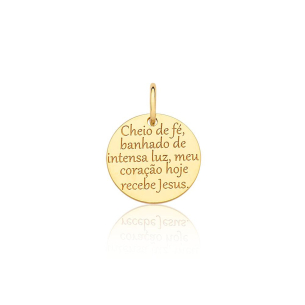 Pingente Medalha de Anjo em Ouro Amarelo 18K