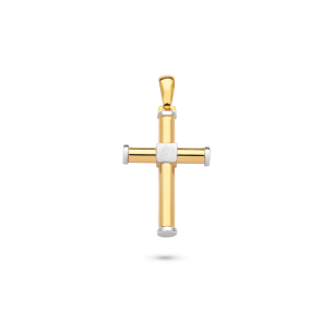 Pingente Cruz em Ouro Amarelo e Ouro Branco 18K