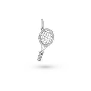 Pingente Raquete Beach Tennis com Diamantes em Ouro Branco 18K