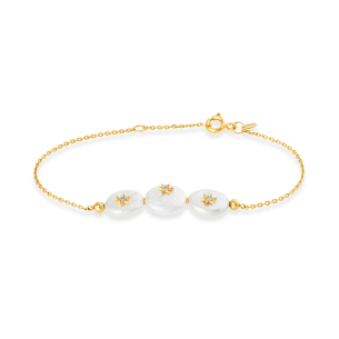 Pulseira com Diamantes e Madrepérolas em Ouro Amarelo 18K