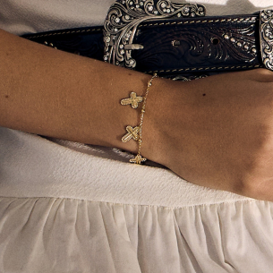 Pulseira Cruz em Ouro Amarelo 18K