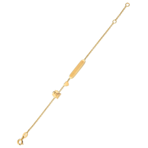 Pulseira Infantil Placa Anjo Coração em Ouro Amarelo 18K