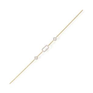 Pulseira Feminina Vazada com Diamantes em Ouro Amarelo 18K 