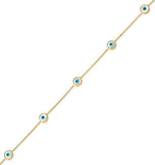 Pulseira Olho Grego em Ouro Amarelo 18K