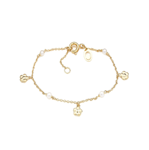 Pulseira Infantil com Pérolas em Ouro Amarelo 18K  
