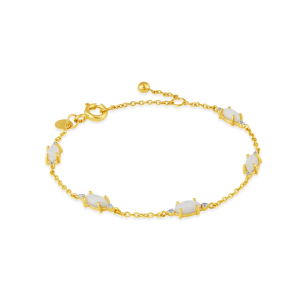 Pulseira Infantil com Madrepérola e Diamantes em Ouro Amarelo 18K 