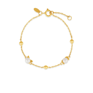Pulseira Infantil em Ouro Amarelo 18K com Pérolas 
