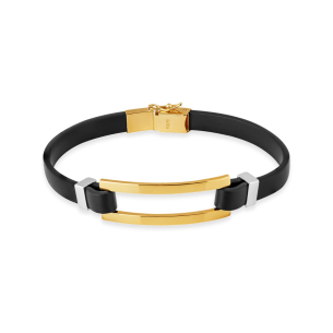 Pulseira de Borracha em Ouro Amarelo e Ouro Branco 18K