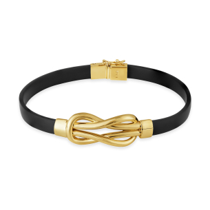 Pulseira em Borracha com Ouro Amarelo 18K