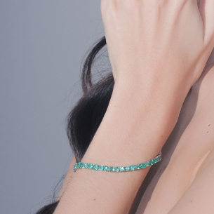 Pulseira com Esmeraldas em Ouro Branco 18K
