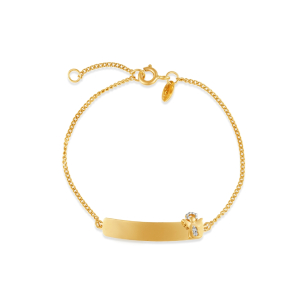 Pulseira Infantil Chapa e Diamante Anjinho Petit em Ouro Amarelo 18K