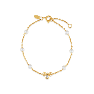 Pulseira Infantil Pérolas Espírito Santo Petit em Ouro Amarelo 18K