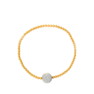Pulseira de Bolinhas com Diamantes em Ouro Amarelo 18K