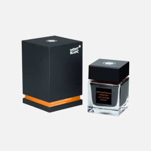Frasco de tinta Montblanc 50 ml, Elixir Parfumeur, fragrância Cem Ouro, Laranja marrom