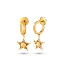 Brincos Charm Estrelas em Ouro Amarelo 18K com Diamantes