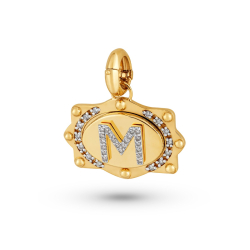 Pingente Fivela em Ouro Amarelo 18K com Diamantes com Letra